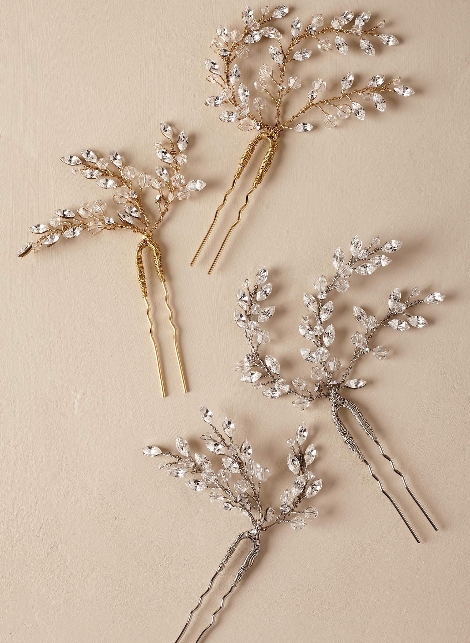 bridal leaflet crystal hairpins bhldn twigs & honey