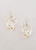 floral bridal earrings, clay flowers, bridal earrings, bridal accessory, earrings, wedding earrings, twigs and honey