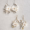 Creamy blossom and silk flower earrings - Style #951