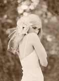 Silk flower bouquet with bandeau birdcage veil - Style # 304