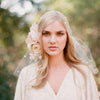 Silk flower bouquet with bandeau birdcage veil - Style # 304