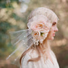 Silk flower bouquet with bandeau birdcage veil - Style # 304