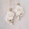 handmade clay rose and crystal bridal drop earrings by twigs & honey