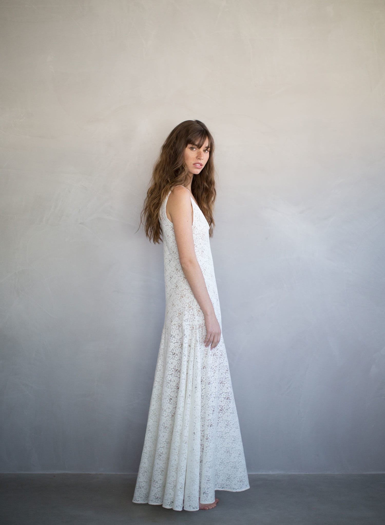 Lace slip dress, beach wedding dress, lingerie, lace gown, ivory, stretch lace, twigs and honey, twigs & honey