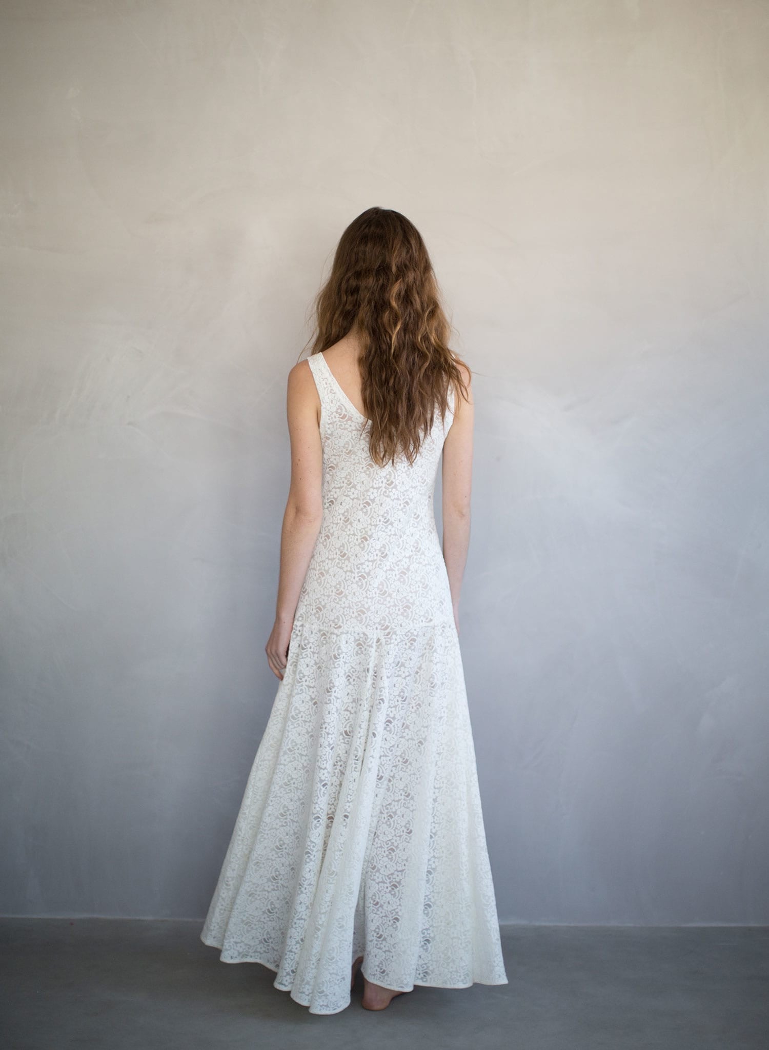 Lace slip dress, beach wedding dress, lingerie, lace gown, ivory, stretch lace, twigs and honey, twigs & honey