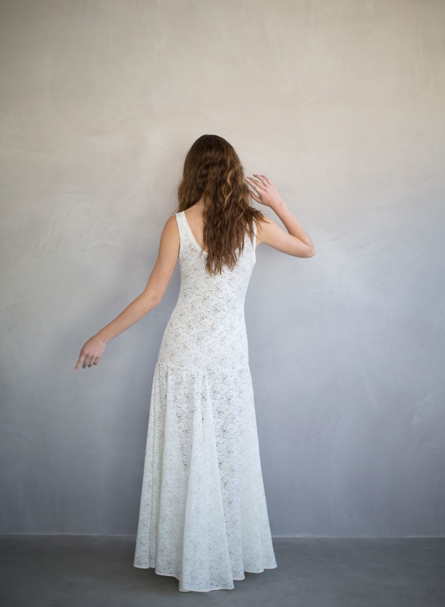 Lace slip dress, beach wedding dress, lingerie, lace gown, ivory, stretch lace, twigs and honey, twigs & honey