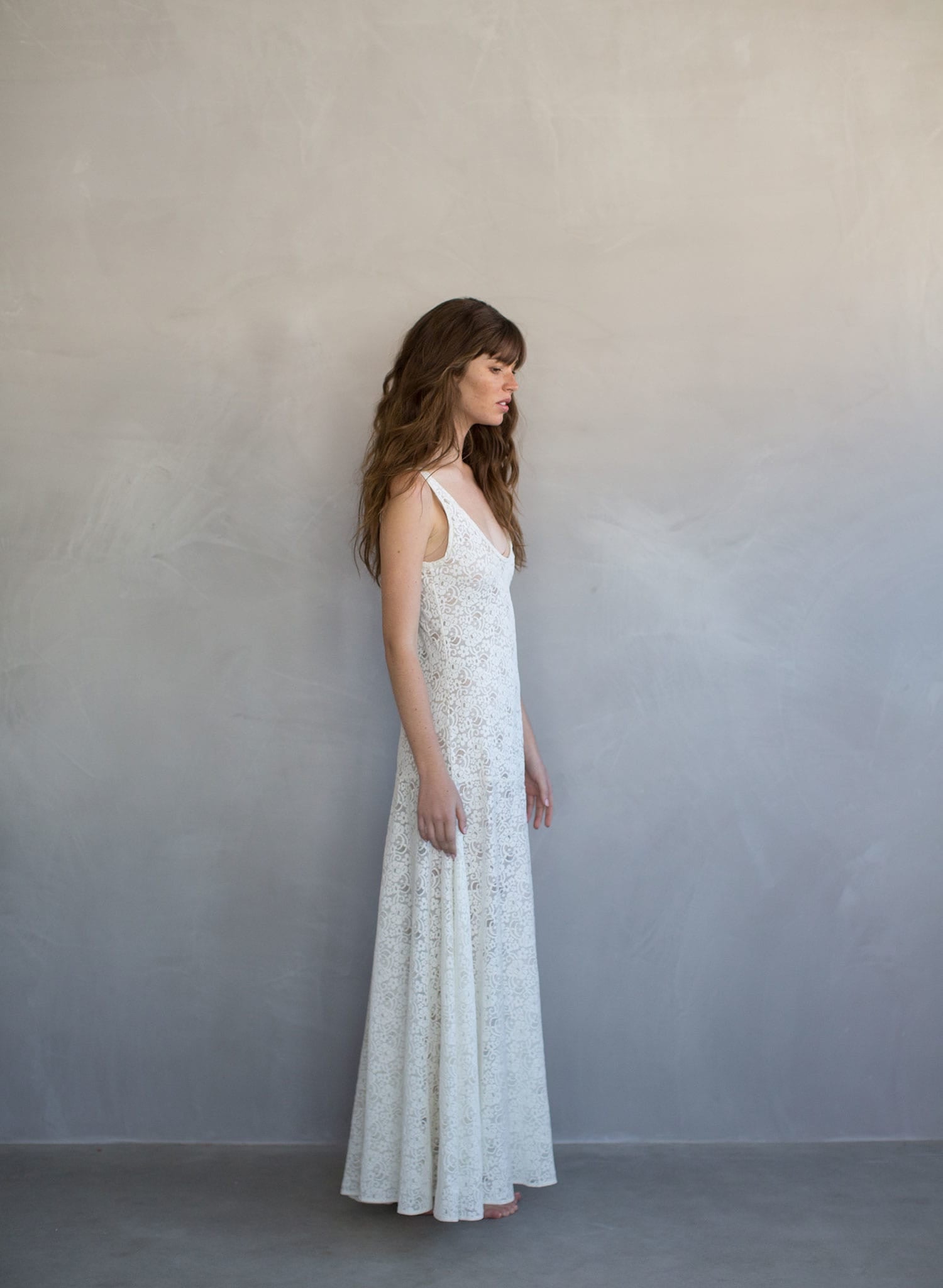 Lace slip dress, beach wedding dress, lingerie, lace gown, ivory, stretch lace, twigs and honey, twigs & honey