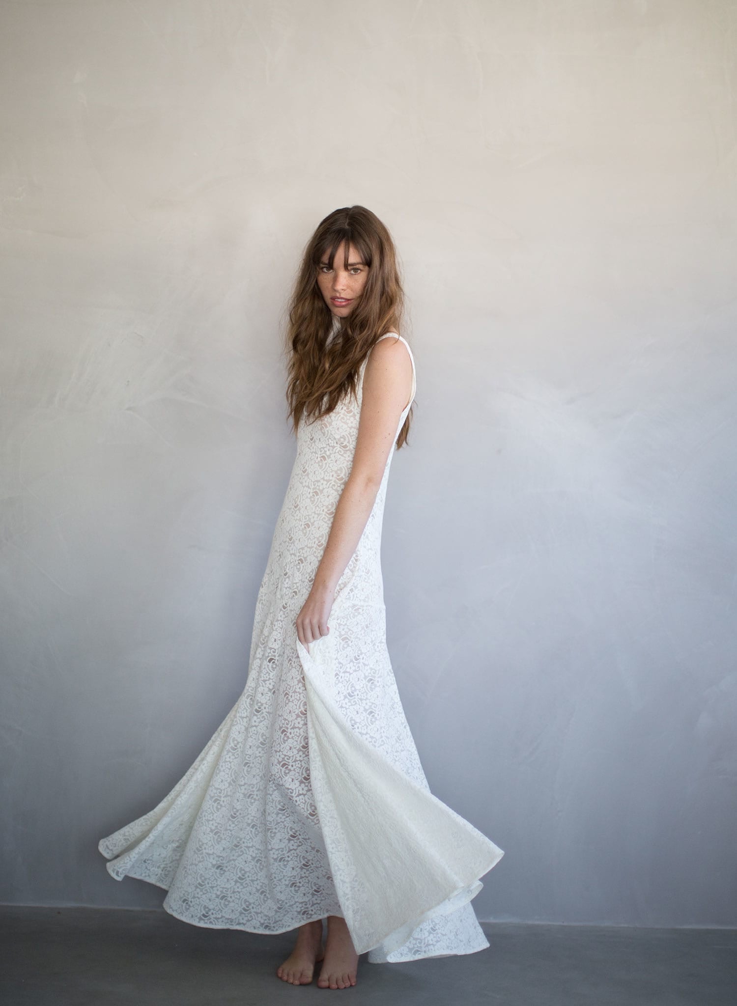 Lace slip dress, beach wedding dress, lingerie, lace gown, ivory, stretch lace, twigs and honey, twigs & honey
