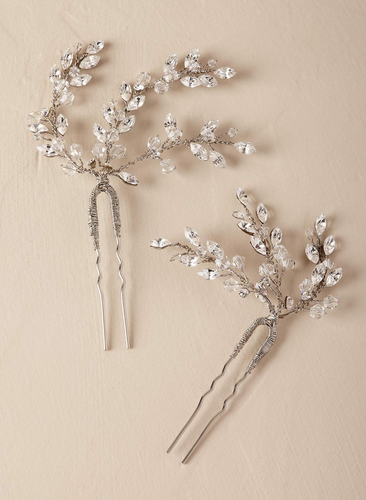 bridal leaflet crystal hairpins bhldn twigs & honey