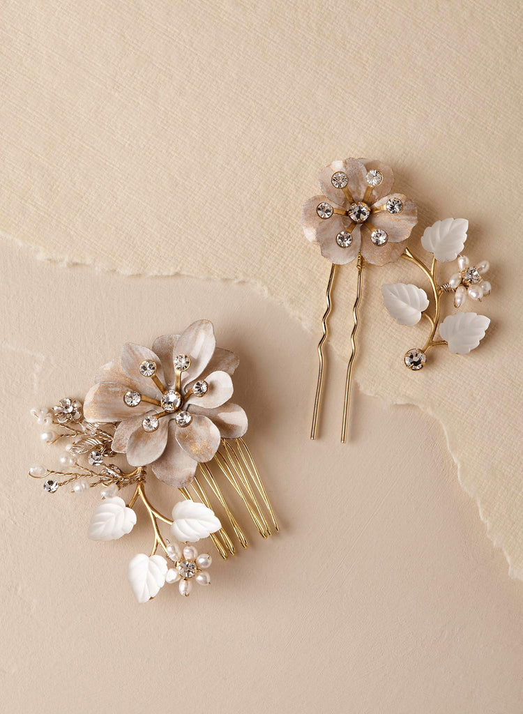 twigs and honey ortensia hair pins, bridal hair pins